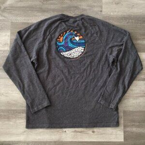 Patagonia Organic Cotton Long Sleeve Graphic T Shirt Large Gray Blue Raglan Crew